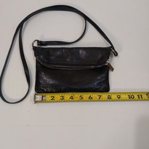 Hobo black  leather crossbody bag.